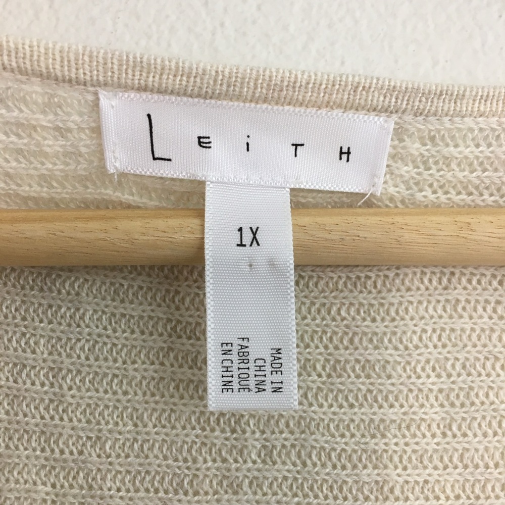 Beige Oatmeal Light Heather V-Neck Sweater Top - Picture 5 of 8